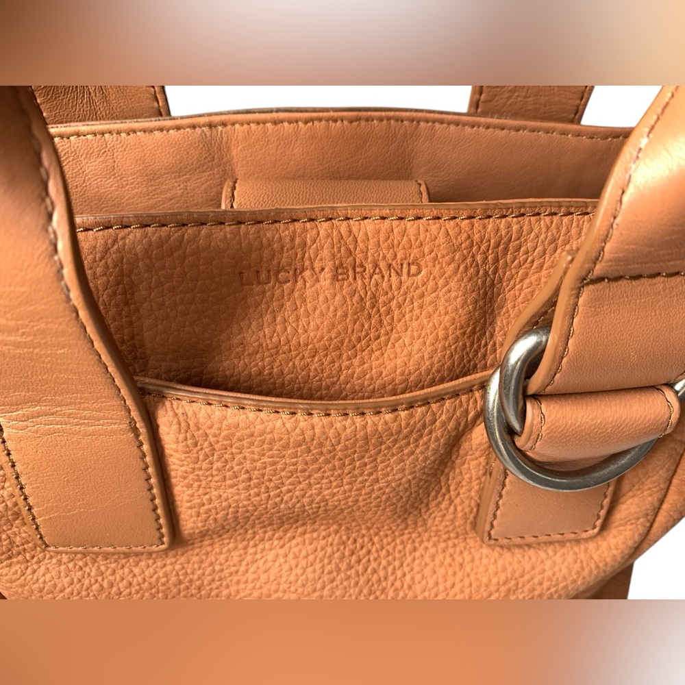 Lucky Brand Women's Leather Hahn Mini Tote Handbag Purse Crossbody Cognac Brown - Picture 12 of 16